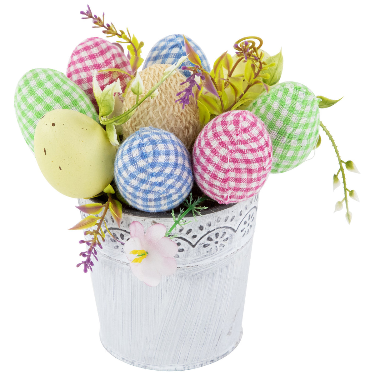 Easter Egg Spring Potted Floral Arrangement 7" Mini Artificial Flower Pot