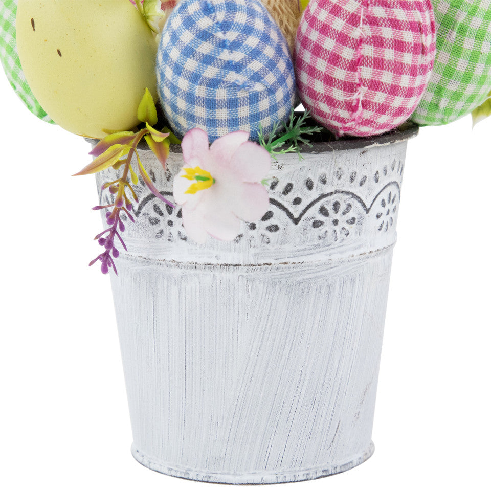 Easter Egg Spring Potted Floral Arrangement 7" Mini Artificial Flower Pot