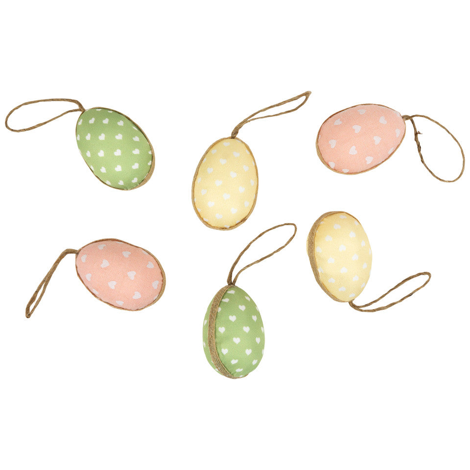 Set of 6 Pastel Fabric Easter Egg Ornaments 5.75"