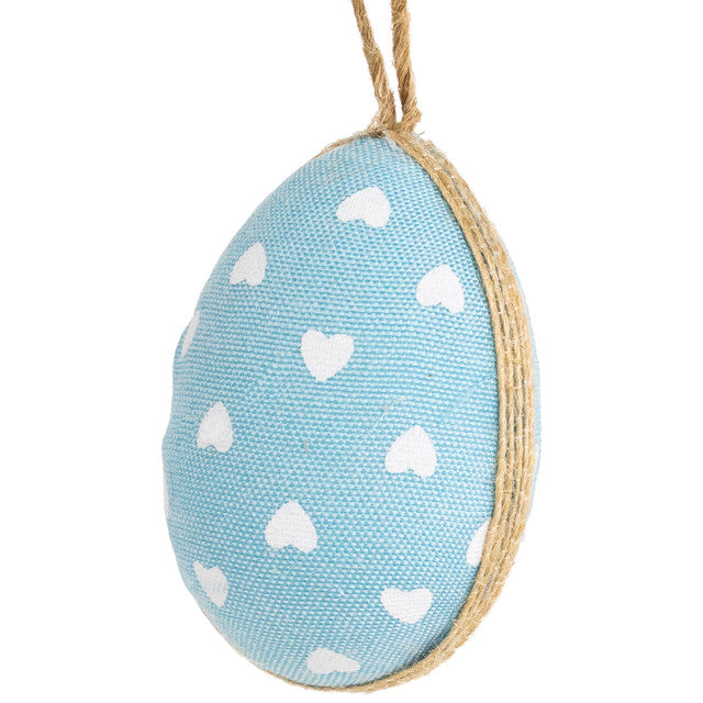 Blue Fabric Easter Eggs 5.75&quot; Ornament Set 6 Pieces