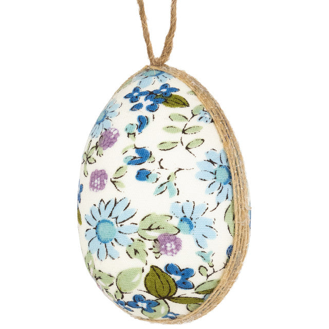 Blue Fabric Easter Eggs 5.75" Ornament Set 6 Pieces