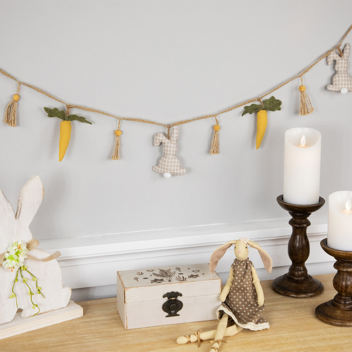 Fabric Easter Garland Rabbits Carrots Garland