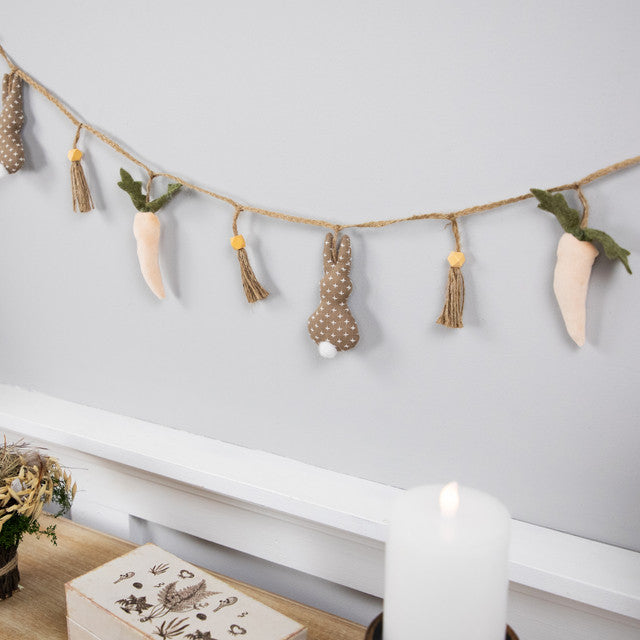 Carrots Bunnies Plush Easter Garland for Easter Decoration