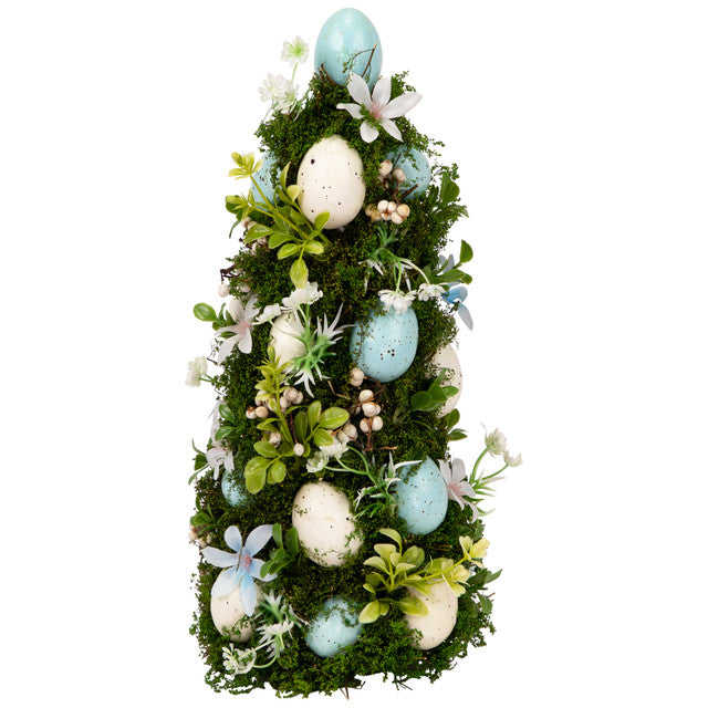 Floral Easter Egg Tree Decoration Blue and White
