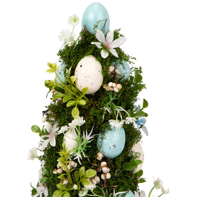 Floral Easter Egg Tree Decoration Blue and White