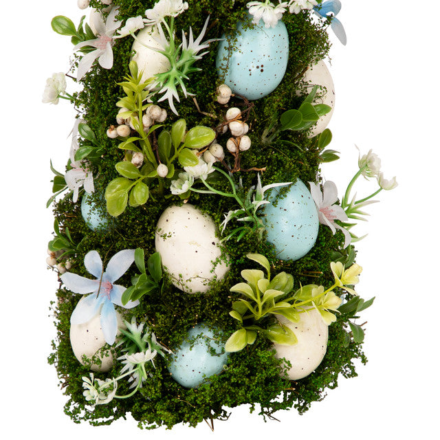 Floral Easter Egg Tree Decoration Blue and White