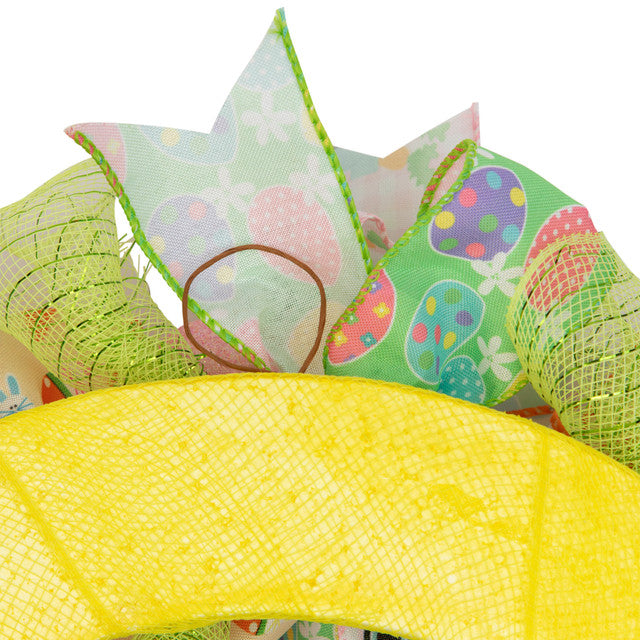 Pastel Easter Egg and Ribbons Wreath 22 Inch Spring Decor