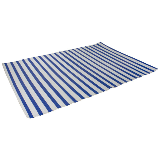 Rectangular Striped Outdoor Area Rug Blue White 4&#39; x 6&#39;