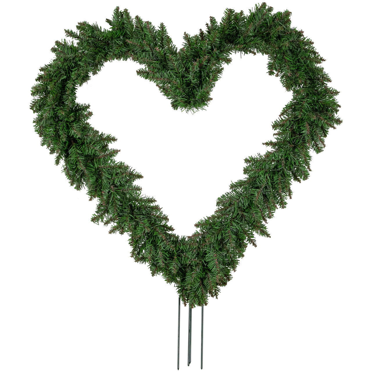 Artificial Pine Heart Shaped Wreath with Ground Stakes