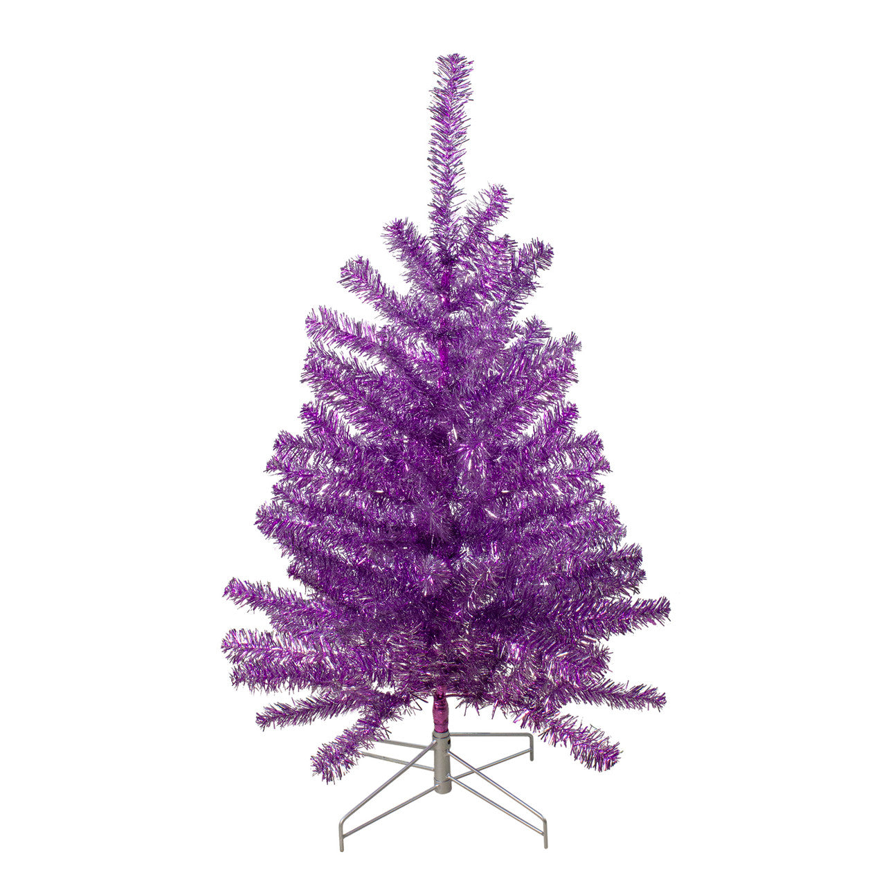 Purple Metallic Tinsel Christmas Tree 3FT Unlit