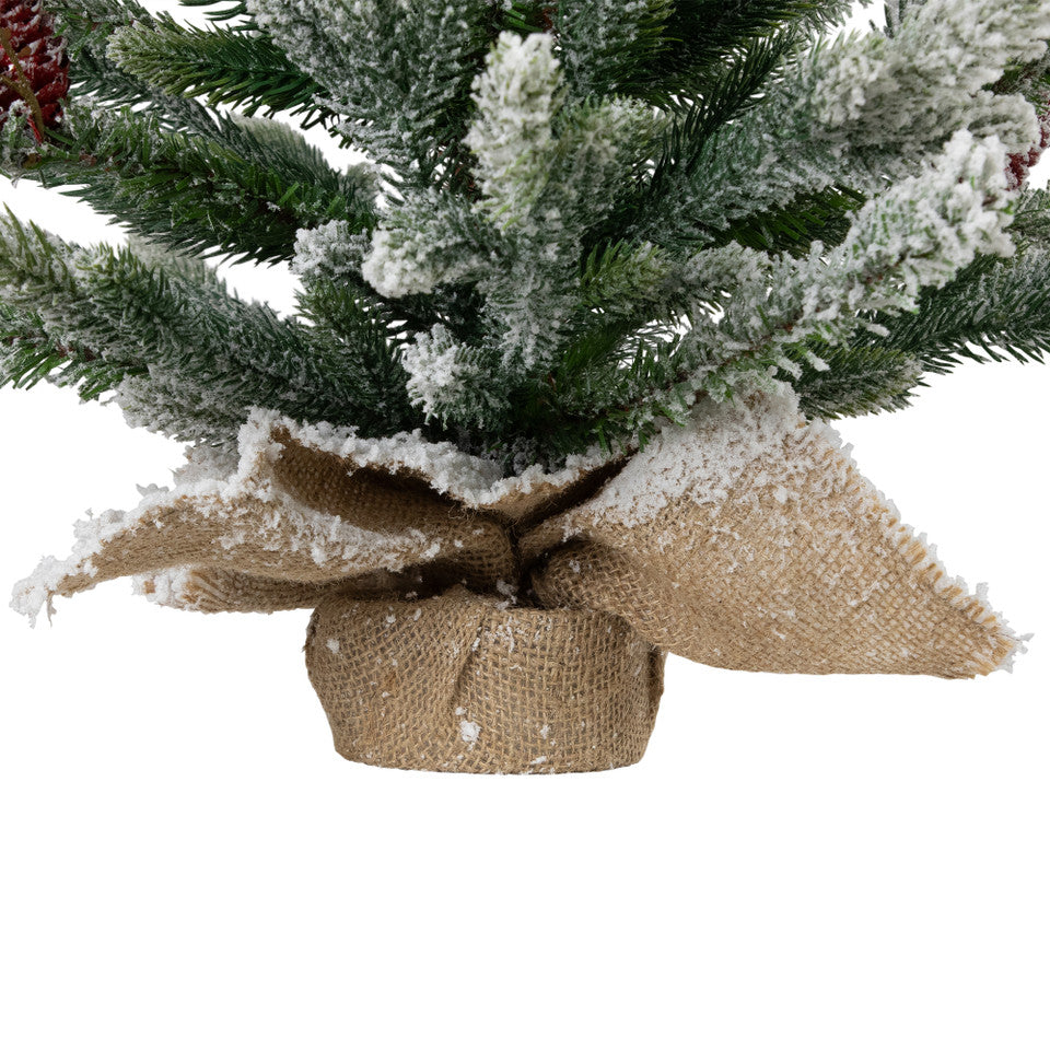 Artificial Christmas Tree Unlit 25" Potted Flocked Mini Fir Pine