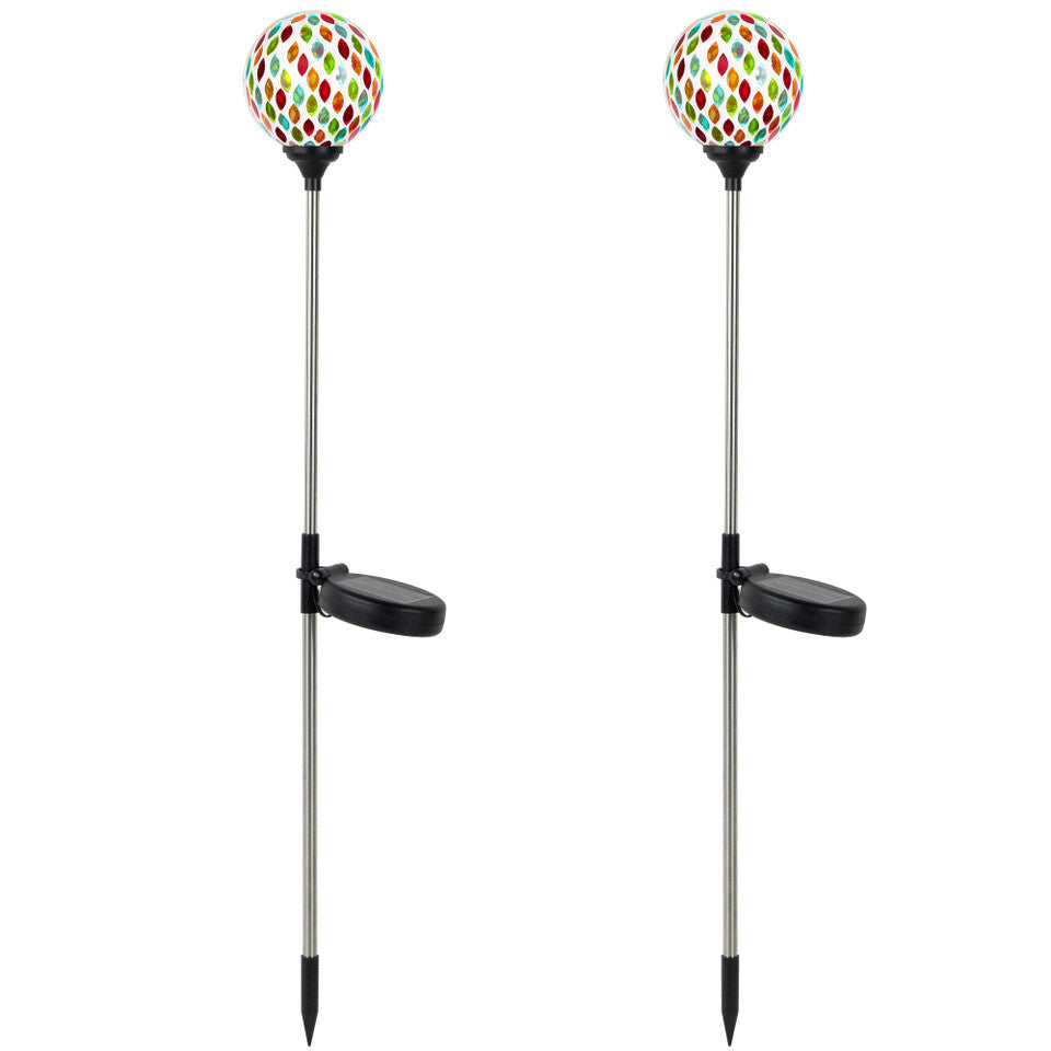 Mosaic Stained Glass Solar LED Pathway Lights (2-Pack)