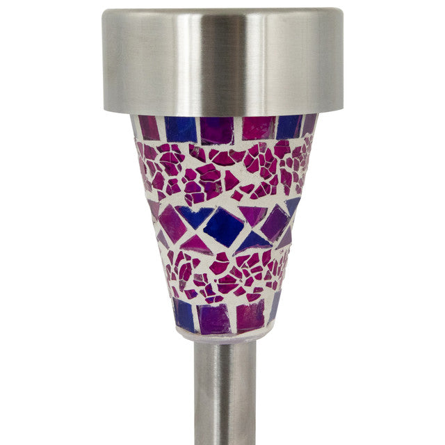 Set of 3 Purple Mosaic Solar LED Pathway Markers