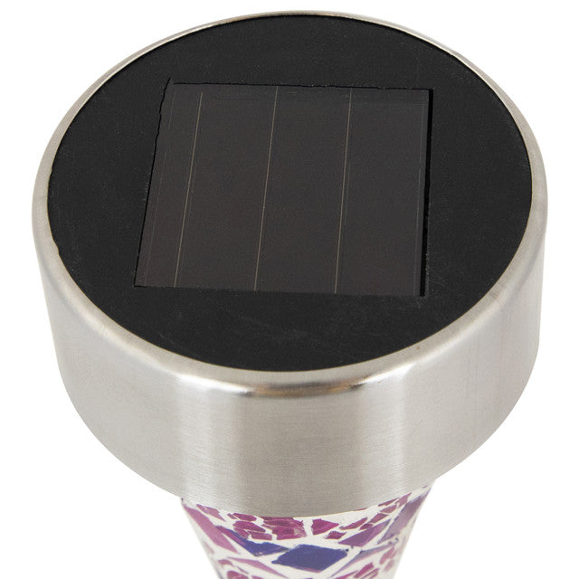 Set of 3 Purple Mosaic Solar LED Pathway Markers