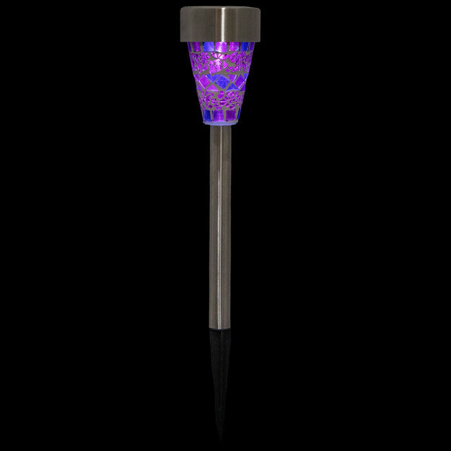 Set of 3 Purple Mosaic Solar LED Pathway Markers