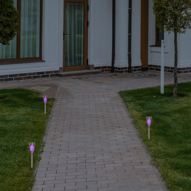 Set of 3 Purple Mosaic Solar LED Pathway Markers