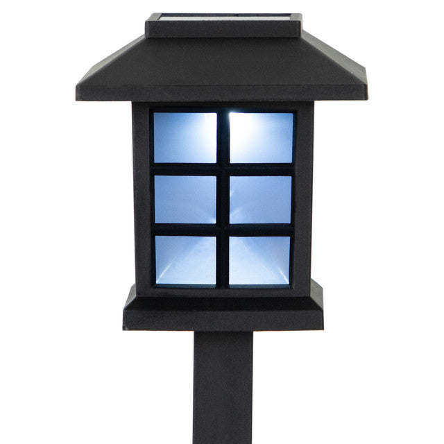 Set of 8 Black Lantern Solar Pathway Lights 14.25&quot;