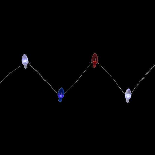 LED 4th of July Fairy Lights 4&quot; Spacing Copper Wire