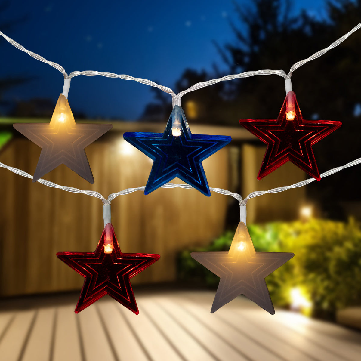 Durable Patriotic Star String Lights for 6&quot; 4th of July Decor