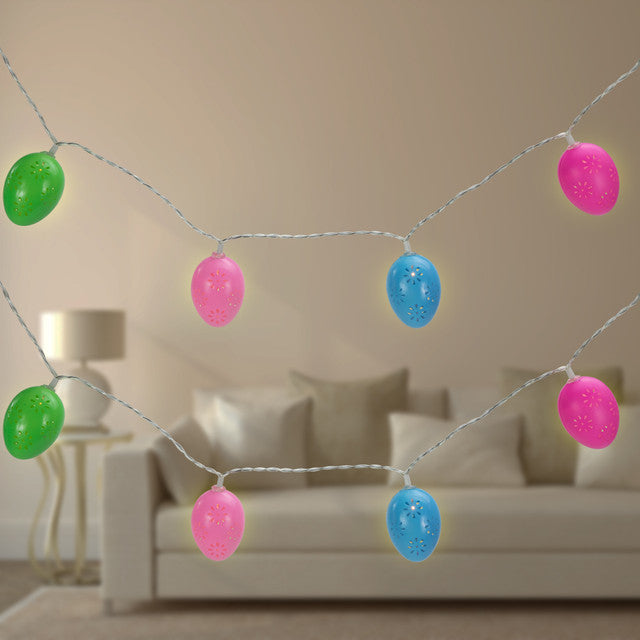10 Count Multi-Color Easter Egg LED String Lights 4.5ft Clear Wire