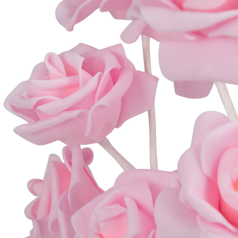 LED Lighted Rose Flower Tree Decoration Warm Lights 17 Inch, Pink and White