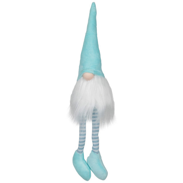Sitting Spring Gnome Figure 16" Aqua and White