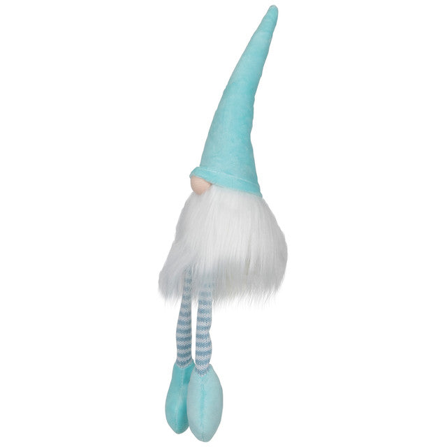 Sitting Spring Gnome Figure 16&quot; Aqua and White