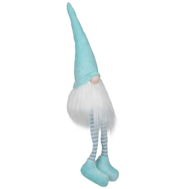 Sitting Spring Gnome Figure 16&quot; Aqua and White