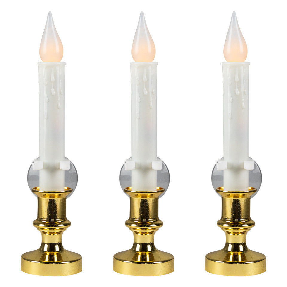 LED Flickering Window Candles 8.5" with Timer, Set of 3