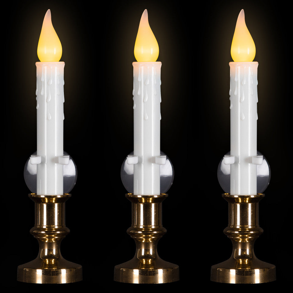 LED Flickering Window Candles 8.5&quot; with Timer, Set of 3