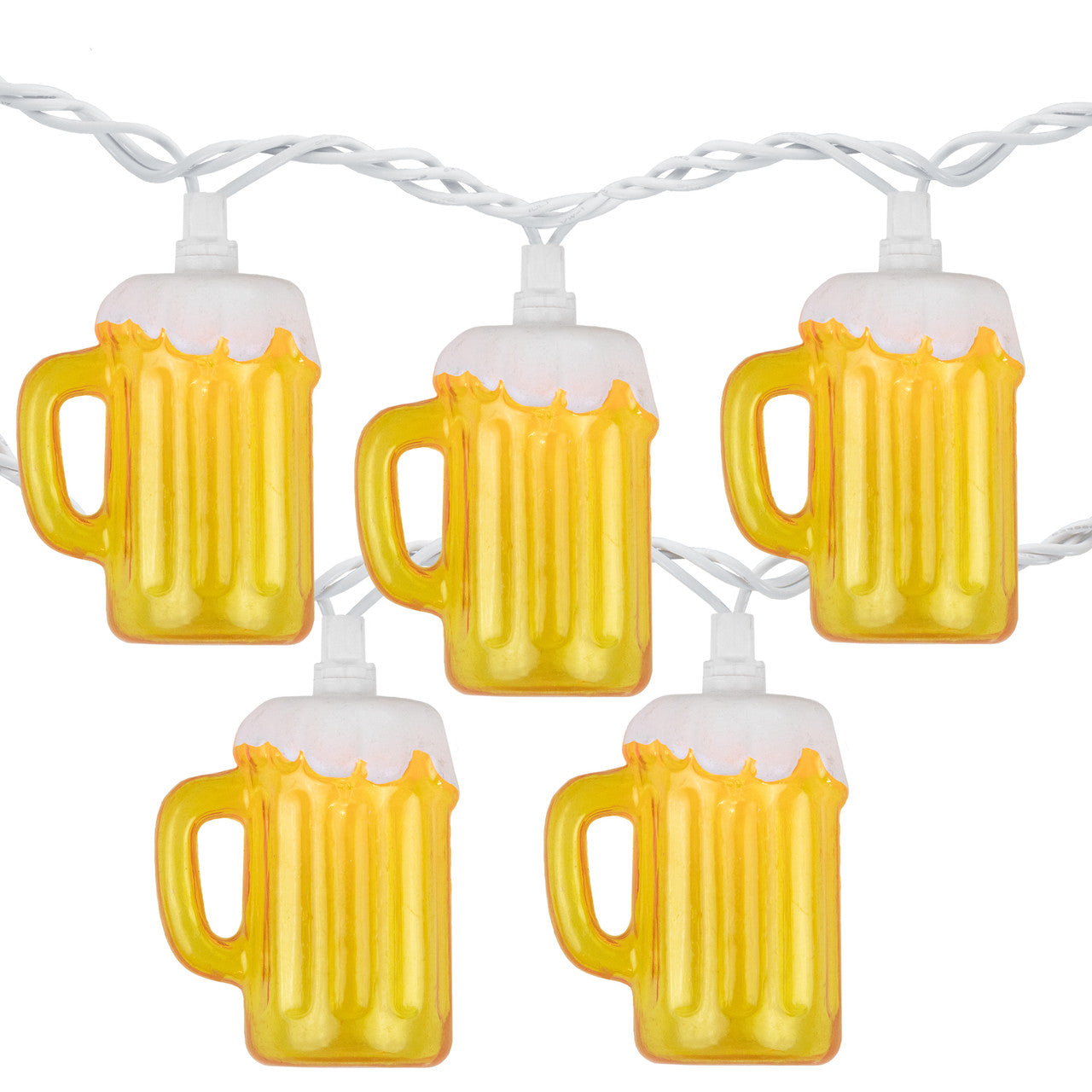 Outdoor Patio String Light Set 10 Count Beer Mug Light with 7.25FT White Wire