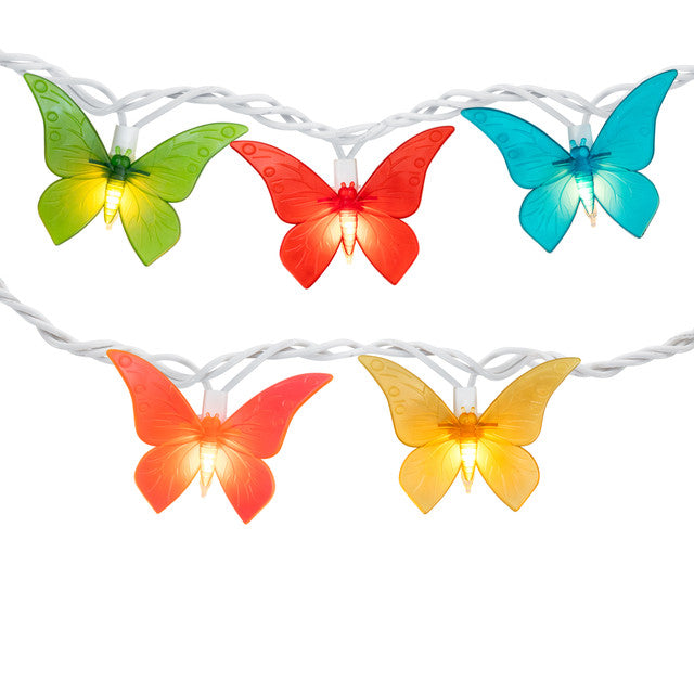 10 Count Butterfly Outdoor Patio String Lights 9ft White Wire