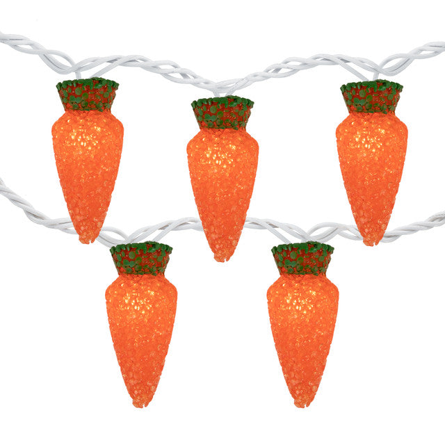 Orange Carrot Easter 10 Count String Lights  7.25ft White Wire