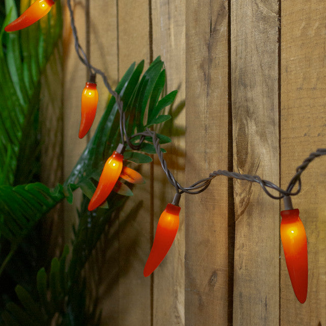 Orange Chili Pepper 35-Count Patio String Lights, 22.5ft