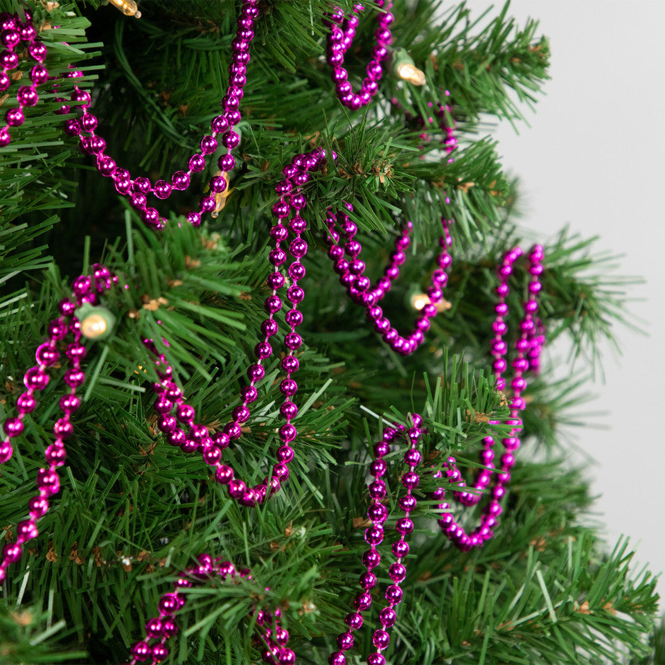 Shiny Metallic Beaded Pink Garland for Valentines Christmas Day