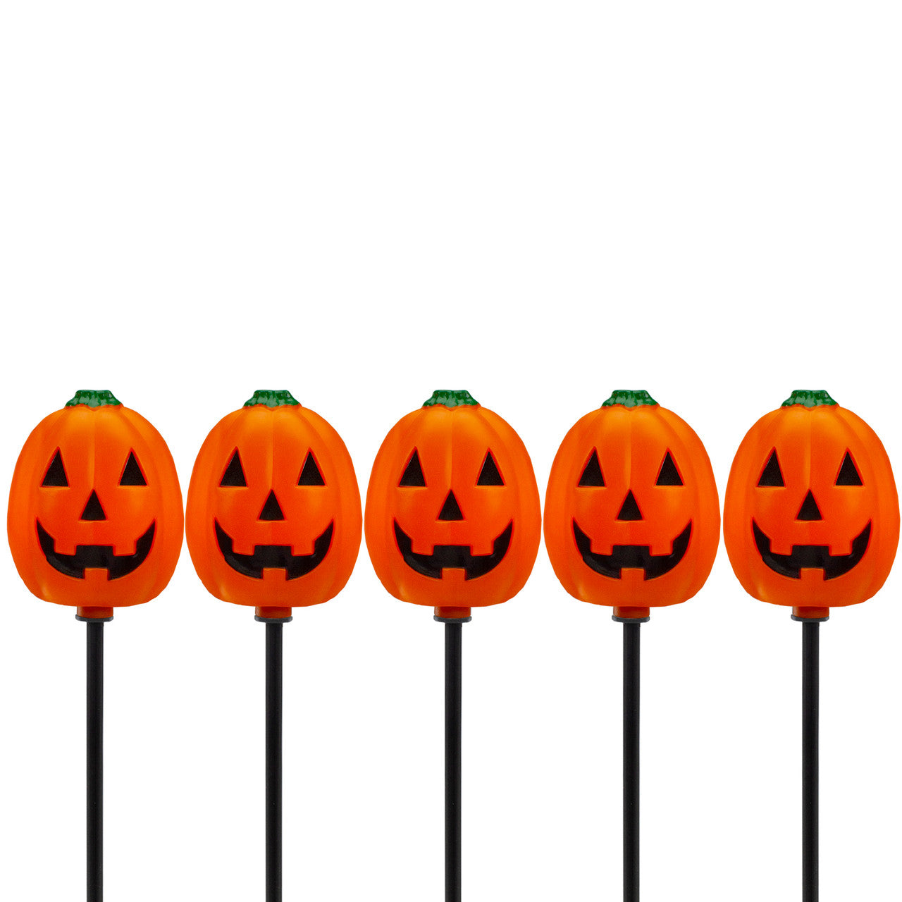 Halloween  Set of 5 Jack-O-Lantern Shaped Pathway Markers (3.75ft Black Wire)