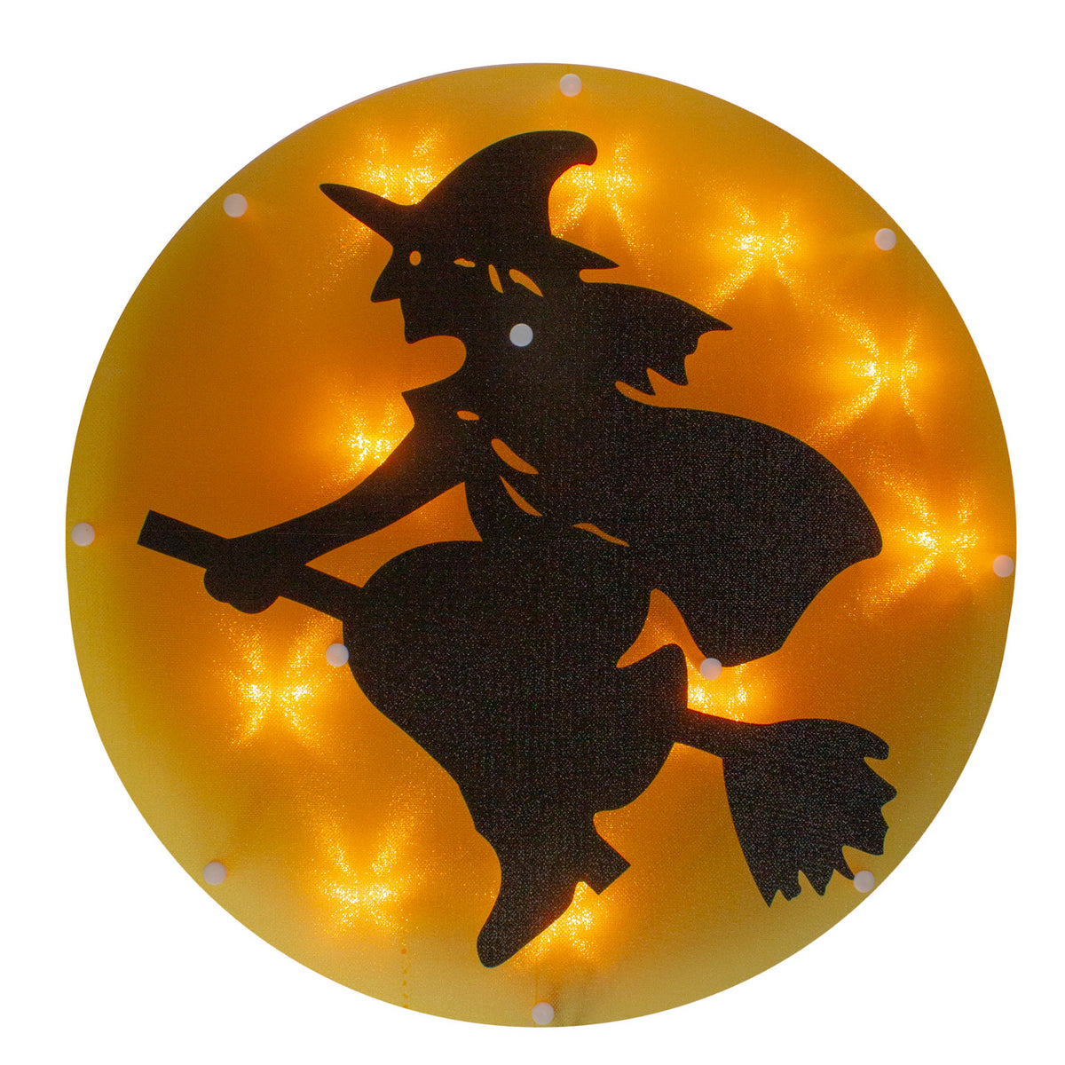 Witch on Broomstick 13.75&quot; Lighted Halloween Window Silhouette