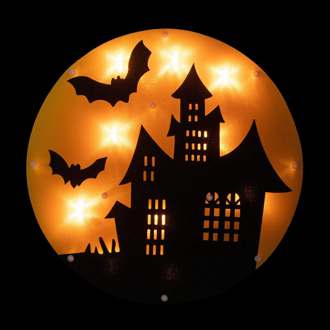 Halloween 13.75" Lighted Haunted House Window Silhouette Decoration