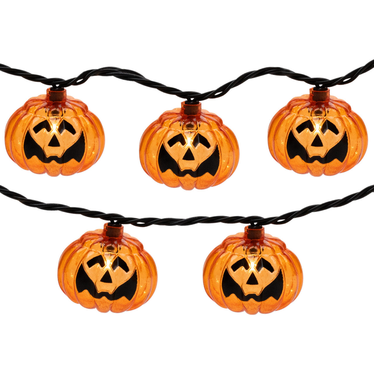 Jack O Lantern Halloween Incandescent Lights 7.5' Black Wire