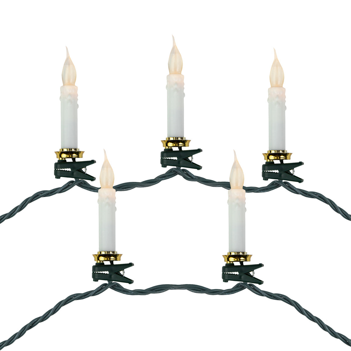 Clip On Christmas Tree Lights 7&#39; 10CT Clip On Candles with Flickering Effect