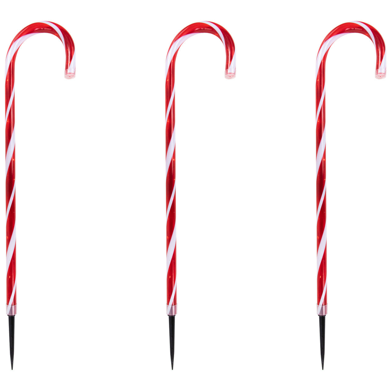 Pathway Markers Set of 8 LED 12" Red and White Candy Cane