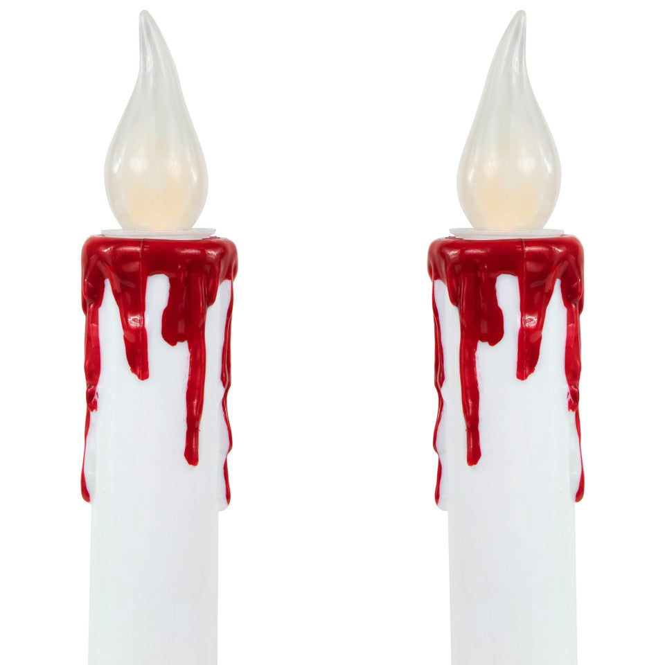 Dripping Blood LED Taper Candles with Timer (2-Pack)