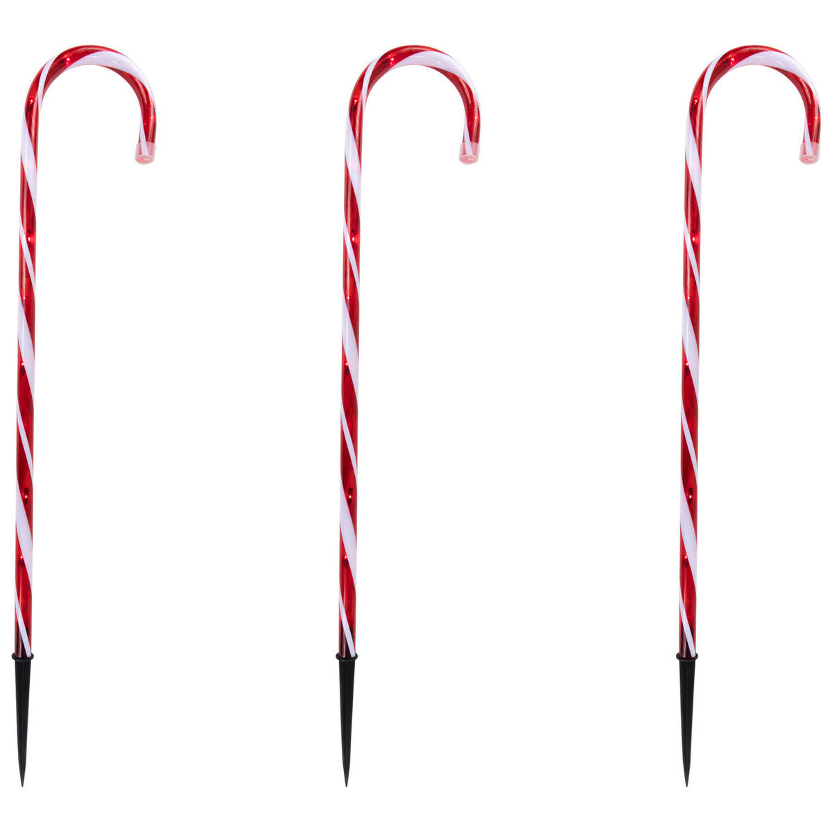Twinkle Lighted Candy Cane Outdoor Pathway Markers – Set of 3