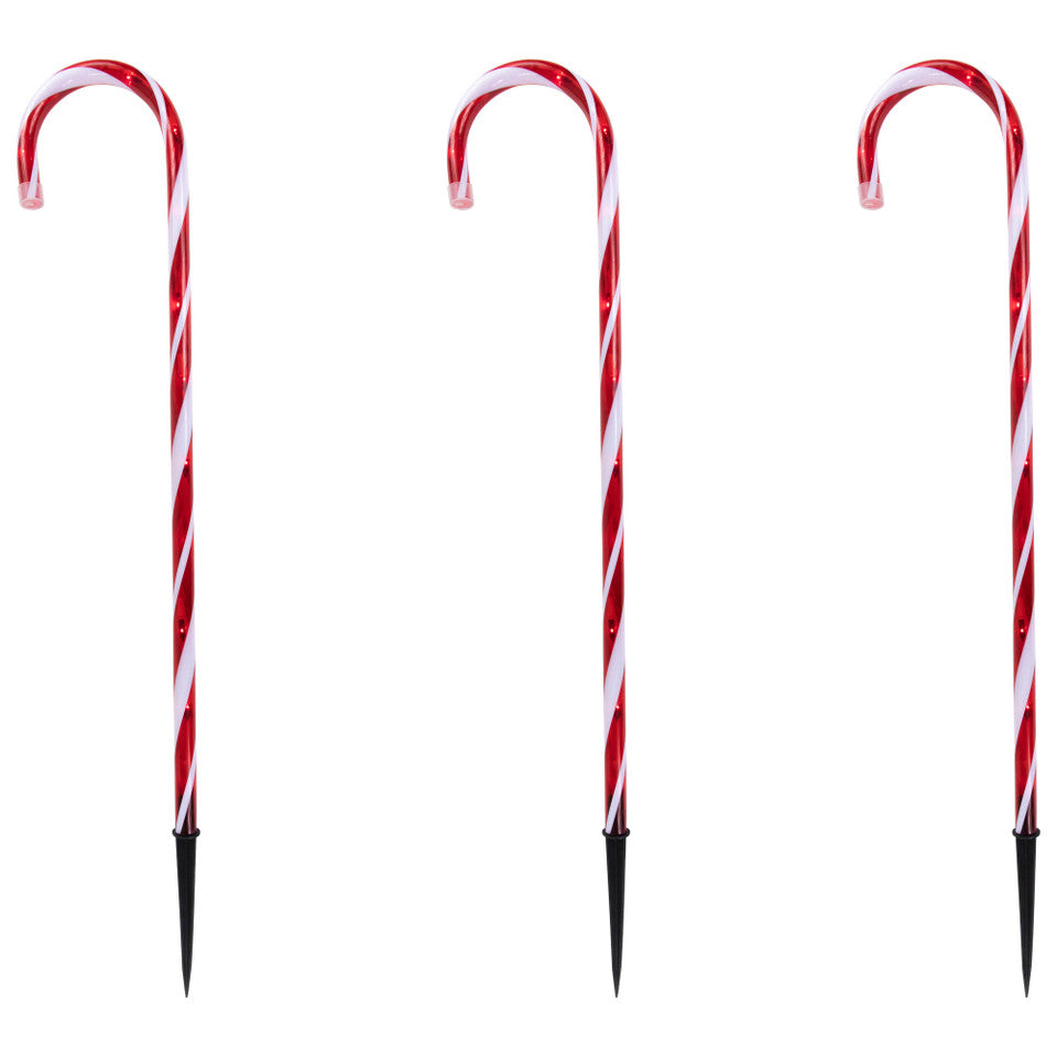 Twinkle Lighted Candy Cane Outdoor Pathway Markers – Set of 3
