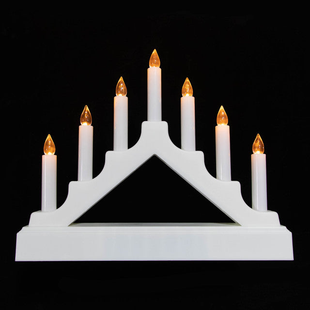 White LED Lighted Christmas Candelabra Bridge 13&quot;