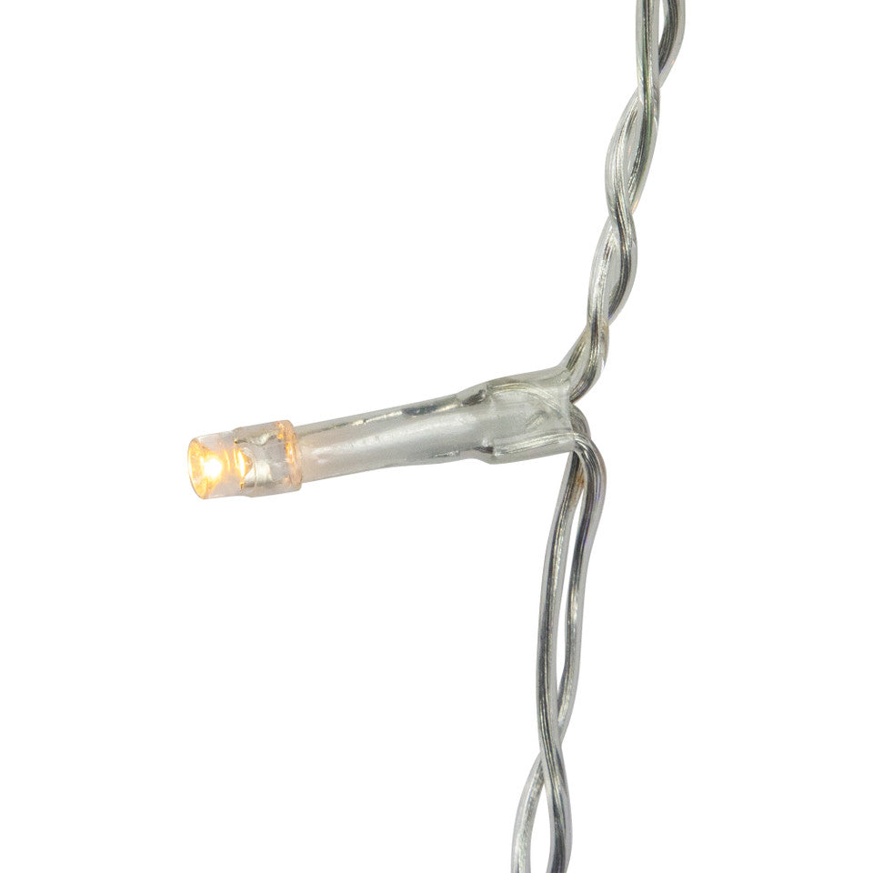 Warm White Christmas String Lights with 6&quot; Spacing on Clear Wire