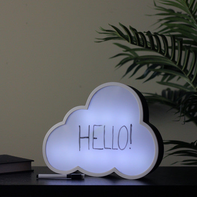 Cloud Shaped LED White Board 12" Battery Operated Wall Decoration
