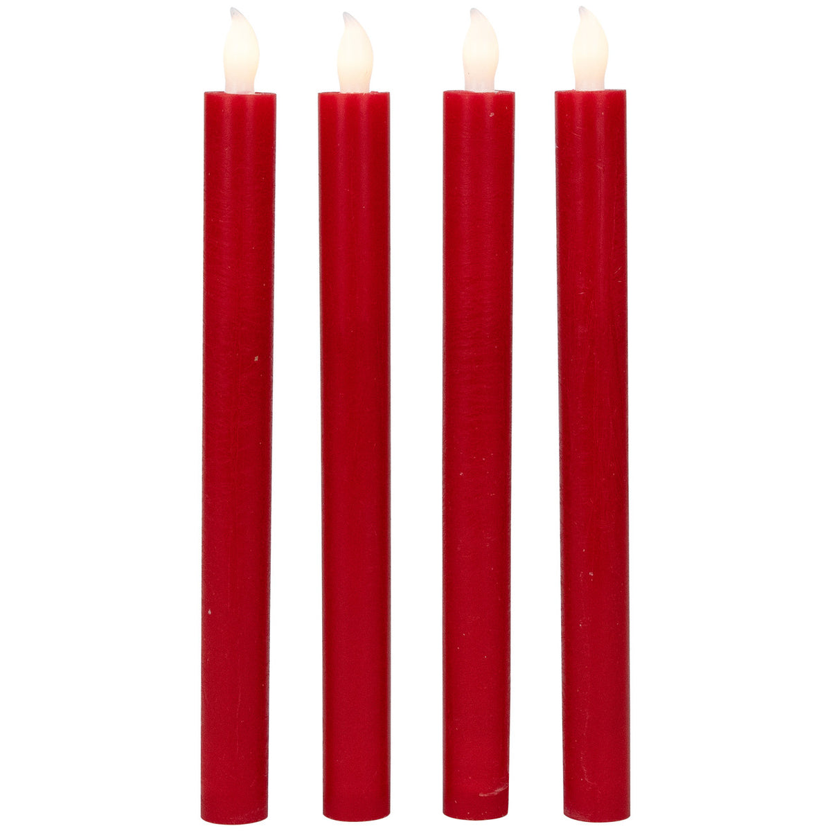 Flameless LED Taper Christmas Candles Set of 4, 9.75 Inch Red Flickering Battery Operated Holiday Lights