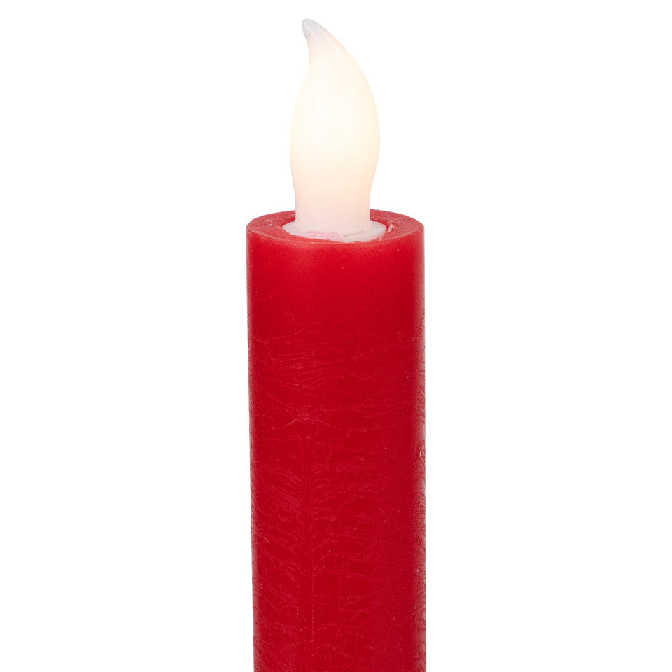 Flameless LED Taper Christmas Candles Set of 4, 9.75 Inch Red Flickering Battery Operated Holiday Lights