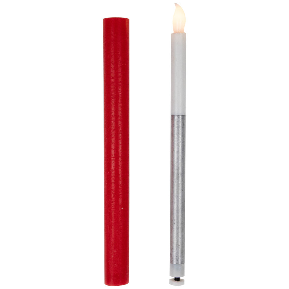 Flameless LED Taper Christmas Candles Set of 4, 9.75 Inch Red Flickering Battery Operated Holiday Lights